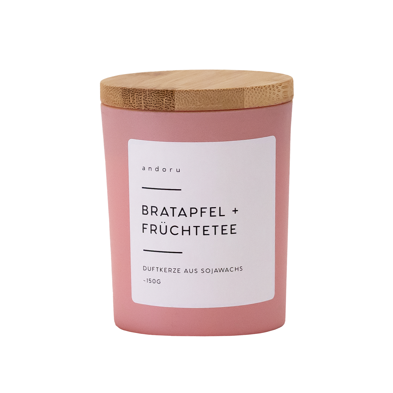 Bratapfel + Früchtetee - andoru Duftkerze mit Holzdeckel