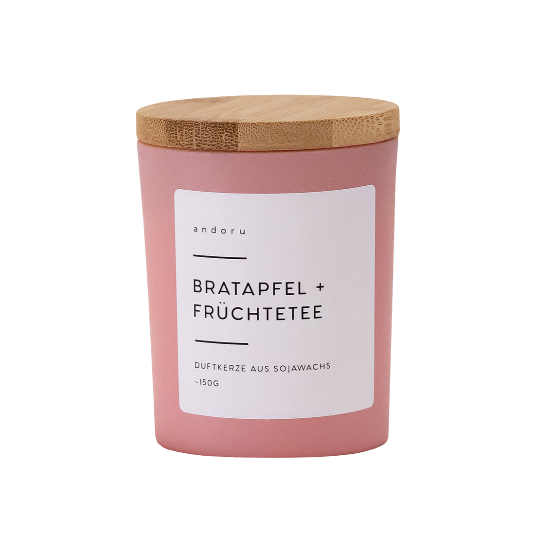 Bratapfel + Früchtetee - andoru Duftkerze mit Holzdeckel