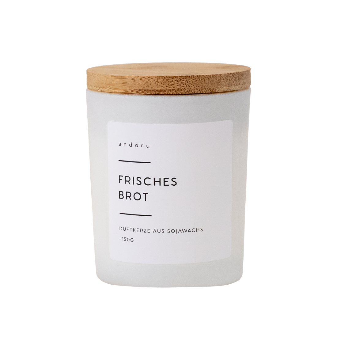 Frisches Brot - andoru Duftkerze im weißen Glas mit Deckel aus Holz